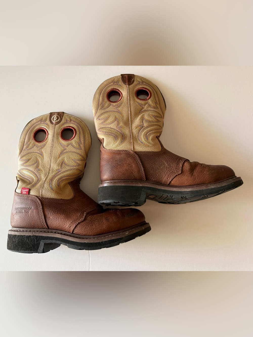 Tony Lama Steel Toe Work Boots Mens 9D Waterproof Brown Western RP3210